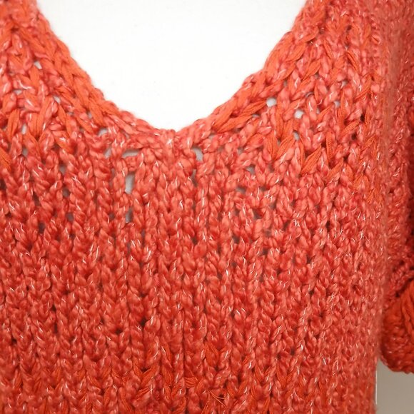 NWT Free People Georgia Deep V Neck 1/2 Sleeve Chunky Knit Sweater Size XS - Picture 4 of 11